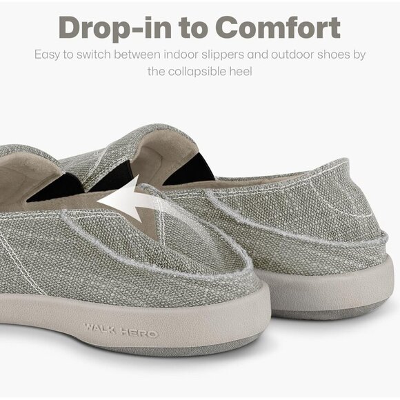 〽️Men\'s Grey Slip On Canvas Loafers Arch Support Orthopedic Walking Shoes main image 4